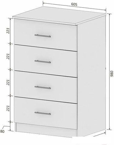 Комод Кортекс-мебель Модерн 60-4ш (дуб сонома)