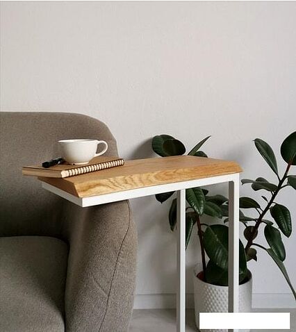 Приставной столик BestLoft 460-WHH (дуб натуральный с обзолом/белый)