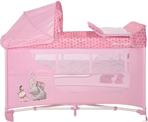 Манеж-кровать Lorelli Moonlight 2 Layers Plus 2023 (спелая роза, ребята)