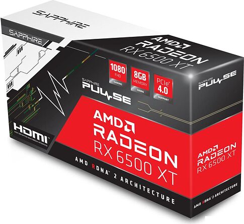 Видеокарта Sapphire Pulse Radeon RX 6500 XT 8GB 11314-08-20G