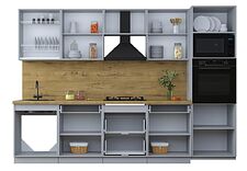 Готовая кухня Интерлиния Тренд 3.0В (океан/океан/дуб бунратти)