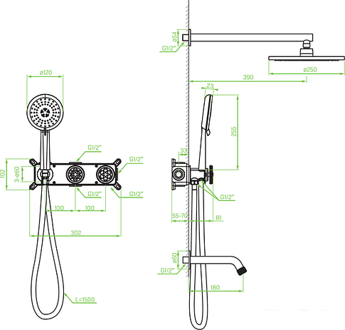 Душевая система Laveo Muro BAU 711P