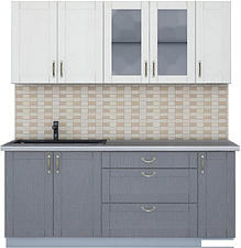 Готовая кухня Интерлиния Мила Крафт 1.9Б (дуб серый/дуб полярный/травертин серый)