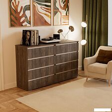 Комод Кортекс-мебель Бари 160 8ш (орех элия/орех элия/белый)