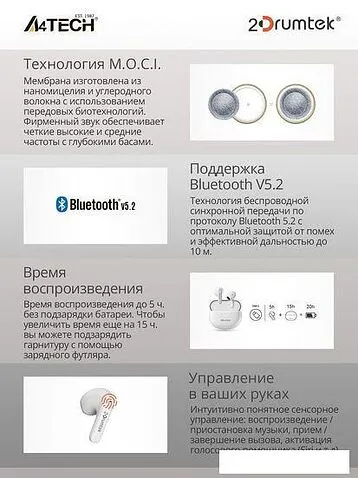Наушники A4Tech 2Drumtek B20 (белый)