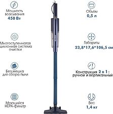 Пылесос Endever SkyClean VC-298 (темно-синий) Пылесос Endever SkyClean VC-298 (темно-синий)