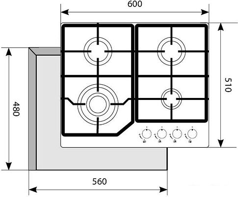 Варочная панель Akpo PGA 604 LGC (бежевый)