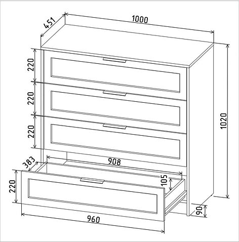 Комод Интерлиния Концепт Тренд КТ-К100 (антрацит/изумруд)