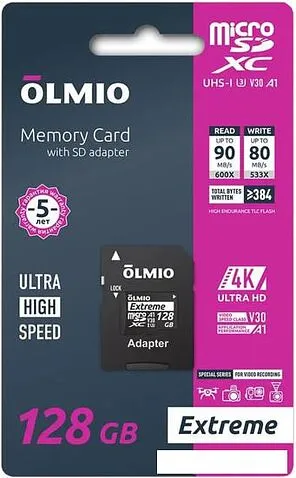 Карта памяти Olmio microSDXC 256GB Extreme UHS-I (U3)