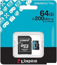 Карта памяти Kingston Canvas Go! microSDXC 64GB SDCG4/64GB (с адаптером) Карта памяти Kingston Canvas Go! microSDXC 64GB SDCG4/64GB (с адаптером)