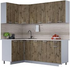 Готовая кухня Интерлиния Мила Лайт 1.2x2.1 (дуб веллингтон/дуб веллингтон/травертин серый)