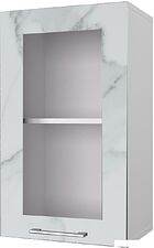 Шкаф навесной Горизонт Оптима 40 с витриной (мрамор арктик)