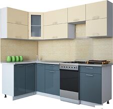 Угловая кухня Интерлиния Мила Gloss 50-12x24 (ваниль/асфальт глянец)