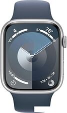 Умные часы Apple Watch Series 9 45 мм (алюминиевый корпус, серебристый/грозовой синий, спортивный силиконовый ремешок M/L) Умные часы Apple Watch Series 9 45 мм (алюминиевый корпус, серебристый/грозовой синий, спортивный силиконовый ремешок M/L)