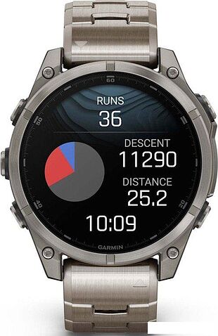 Умные часы Garmin Fenix 8 Sapphire, Titanium 47мм (светло-серый, титановый ремешок)