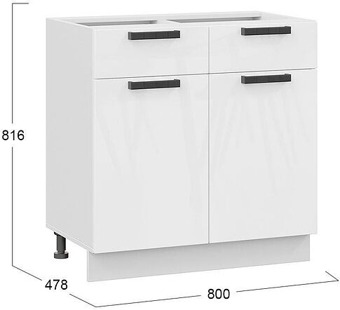Шкаф напольный Трия Детройт исп.2 1Н8Я1 (белый/белый глянец)