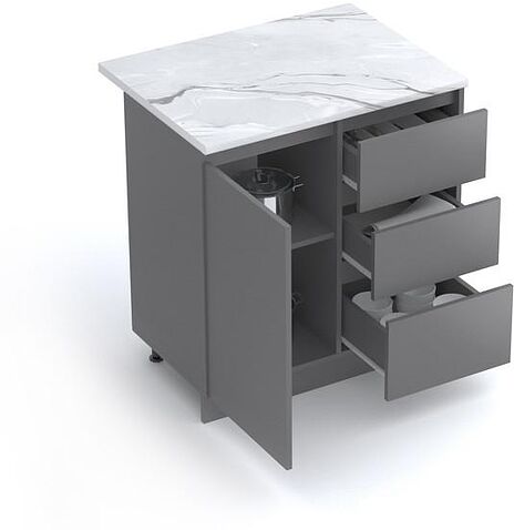 Шкаф напольный Артём-Мебель Мэри 800мм СН-114.232-р (серый графит)