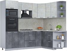 Готовая кухня Интерлиния Мила Лайт 1.68x2.4 правая (бетон лайт/бетон портленд/опал светлый) Готовая кухня Интерлиния Мила Лайт 1.68x2.4 правая (бетон лайт/бетон портленд/опал светлый)