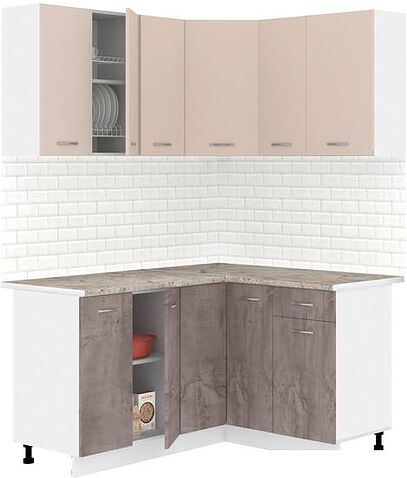 Готовая кухня Кортекс-мебель Корнелия Лира 1.5x1.3 (капучино/оникс/марсель)