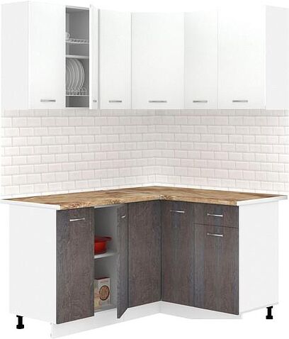 Готовая кухня Кортекс-мебель Корнелия Лира 1.5x1.3 (белый/береза/мадрид)