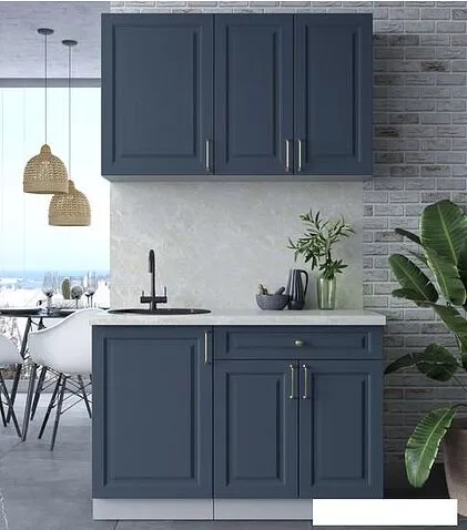 Готовая кухня Интерлиния Мила Шато 1.2А (индиго/индиго/опал светлый)