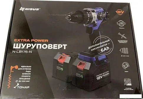 Ударная дрель-шуруповерт Nisus N-LB176-N (с 2-мя АКБ)