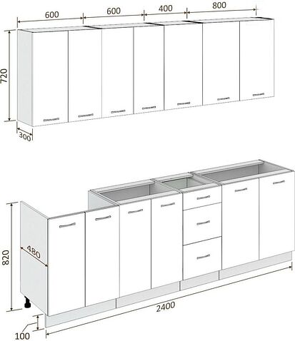 Кухня Кортекс-мебель Корнелия Лира 2.4 без столешницы (капучино/оникс)