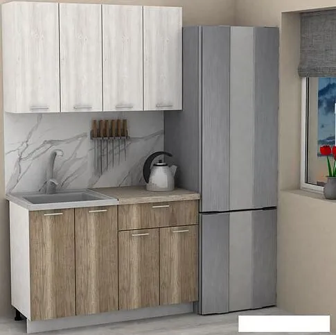 Готовая кухня ЭлиГард Lion 1.2 (сосна каньон/дуб каньон/малага)