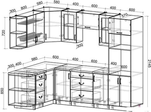 Готовая кухня Интерлиния Мила Крафт 1.68x2.6 правая (дуб полярный)