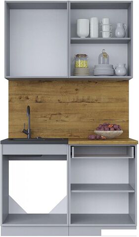 Готовая кухня Интерлиния Мила Лайт 1.2 (белый платинум/бетон портленд)