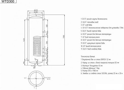 Бойлер косвенного нагрева Viena WTD 300