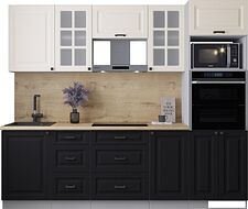 Готовая кухня Интерлиния Мила Деко 2.5 (черный/белый/дуб бунратти)