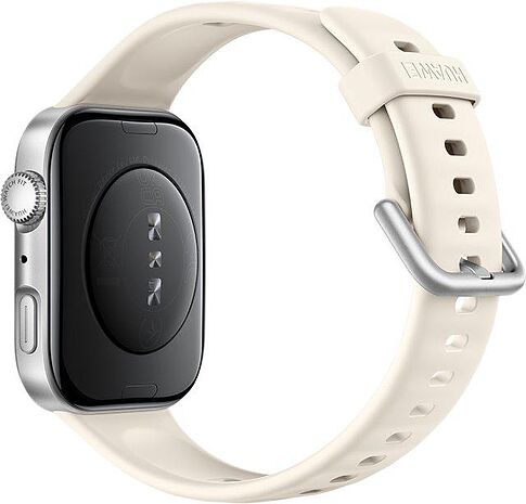 Умные часы Huawei Watch FIT 4 (серебристый, с бежевым силиконовым ремешком, международная версия)