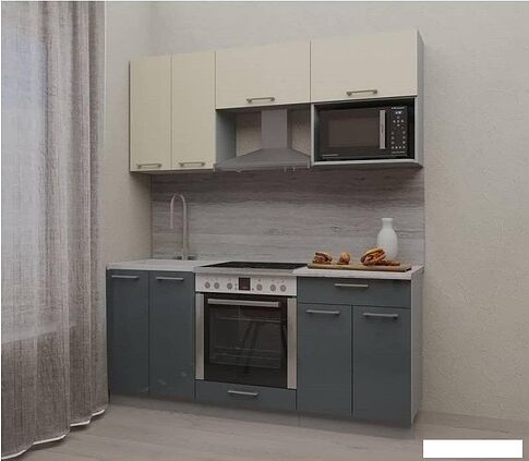 Готовая кухня Интерлиния Мила Gloss 1.8 (ваниль-асфальт)