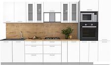 Готовая кухня Интерлиния Мила 3.6 ВТ (белый платинум/белый платинум/дуб бунратти)