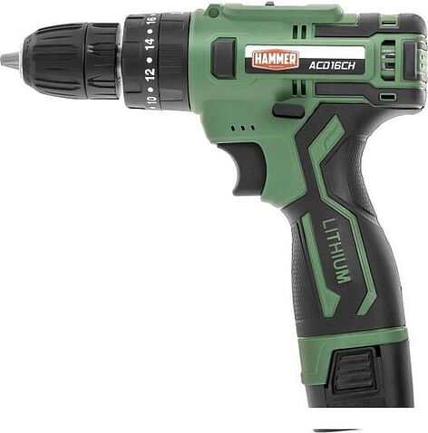 Ударная дрель-шуруповерт Hammer ACD16CH (с 2-мя АКБ, кейс)
