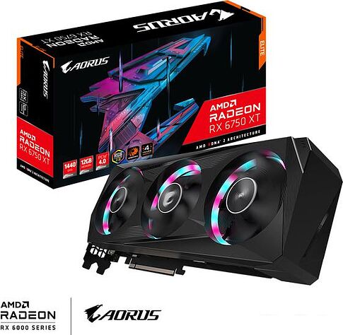 Видеокарта Gigabyte Aorus Radeon RX 6750 XT Elite 12G GV-R675XTAORUS E-12GD