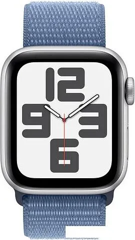 Умные часы Apple Watch SE 2 40 мм (алюминиевый корпус, серебристый/синий шторм, нейлоновый ремешок)