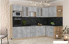 Готовая кухня Интерлиния Мила 1.68x3.0 правая (бетон/бетон/кастилло темный) Готовая кухня Интерлиния Мила 1.68x3.0 правая (бетон/бетон/кастилло темный)