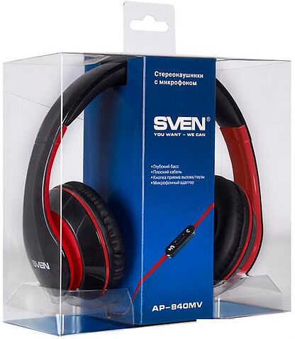 Наушники с микрофоном SVEN AP-940MV (черный/красный)