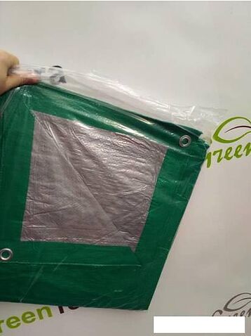 Тент GreenTerra Тарпаулин 10x15 (зеленый/серебро)