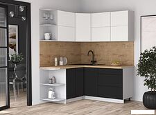 Кухонный модуль Интерлиния Мила Матте 1.5x1.7 А (белый/черный/дуб бунратти)