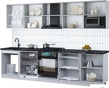 Готовая кухня Интерлиния Мила Gloss 3.0-ПМ2 (керамика/грей/кастилло темный)