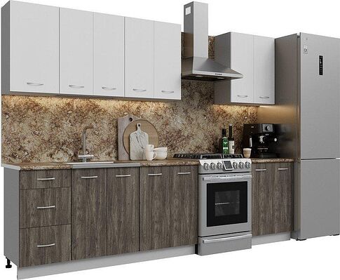 Готовая кухня Кортекс-мебель Корнелия Лира 2.2 (белый/орех элия/мадрид)