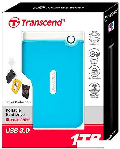 Внешний жесткий диск Transcend StoreJet 25M3 1TB (TS1TSJ25M3B)