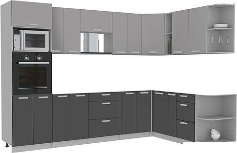 Готовая кухня Интерлиния Мила Лайт 1.88x3.0 правая без столешницы (серебристый/антрацит)
