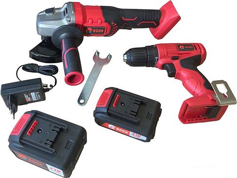Edon OAF21-AD/AG (шуруповерт, болгарка, 2 АКБ, кейс)