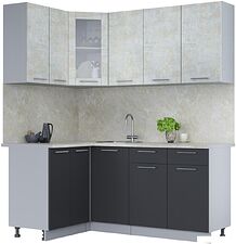 Готовая кухня Интерлиния Мила 12x18 (бетон лайт/антрацит/опал светлый)