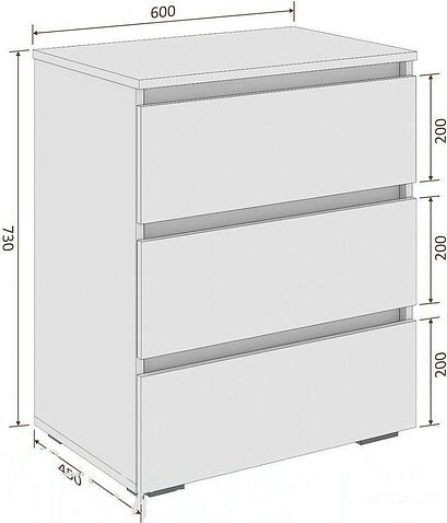 Комод Кортекс-мебель Бари 60 3ш (береза/береза/белый)