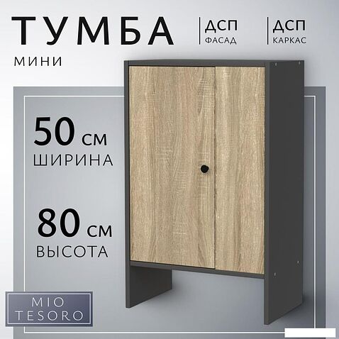 Тумба Mio Tesoro Мини 1 дверь 2.07.03.090.12 (черный/сонома)